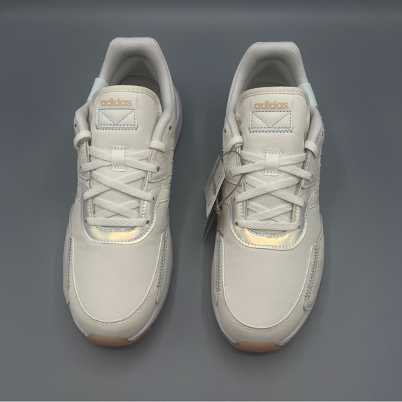 Adidas Women's Retrorun Running Shoe, ChalkWhite/Chalk White/Halo Mint, Size 9 - Picture 6 of 16